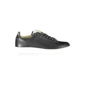 Black Leather Women Sneaker