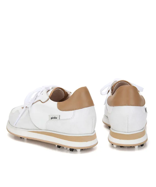 Giclee Unisex Courtyard Premium Leather Golf Shoes - Beige