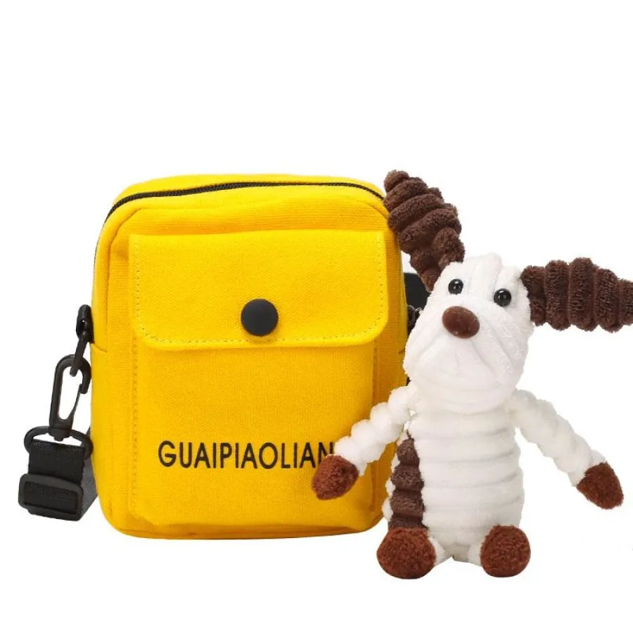 Letter Frog Puppy Duck Accessory Zipper Canvas Crossboby Bag