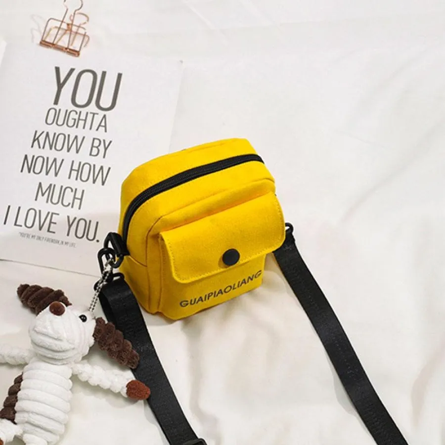 Letter Frog Puppy Duck Accessory Zipper Canvas Crossboby Bag