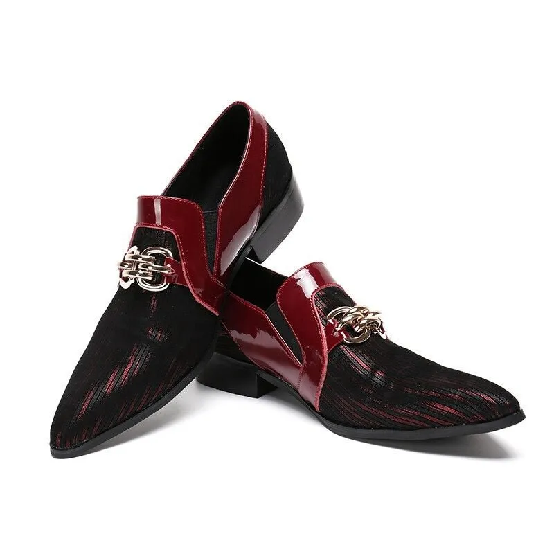 Mens Genuine Leather Red Party Wedding Formal Shoes