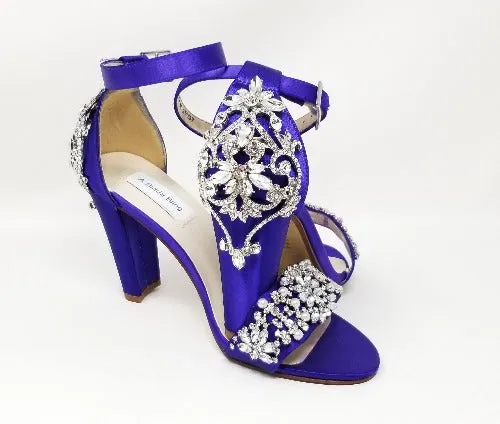 Purple Wedding Shoes with Crystal Front and Heel