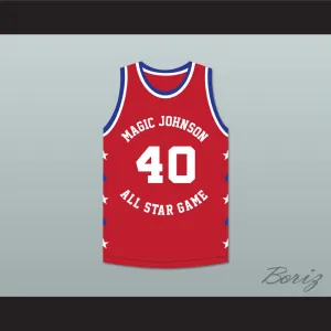 Shawn Kemp 40 Magic Johnson All Star Game Red Basketball Jersey 1990 Midsummer Night's Magic Charity Event