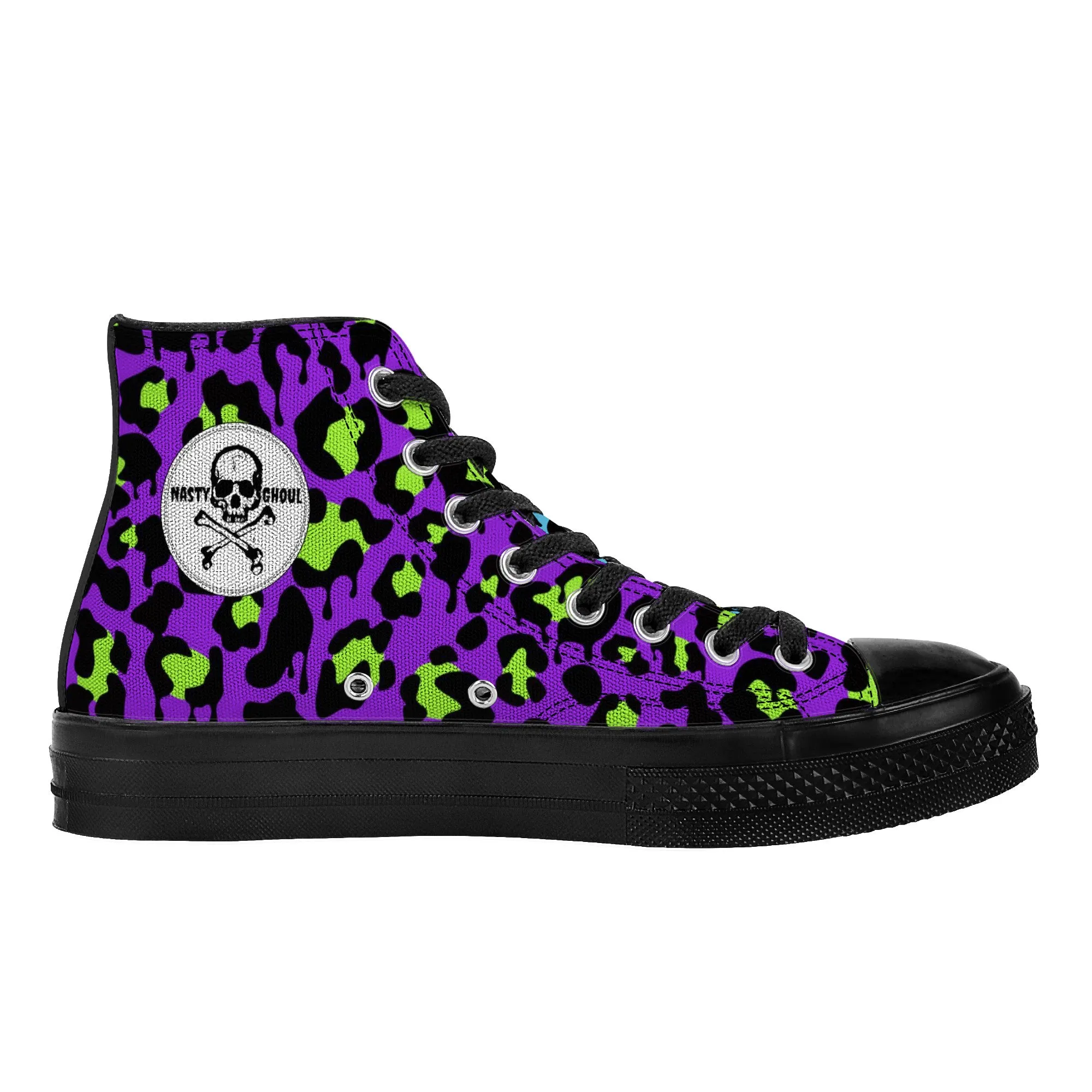 Slime Drip Leopard Print High Top Canvas Shoes / Unisex- Black