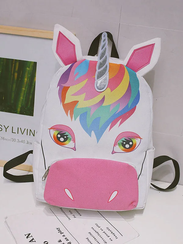 White Lolita Backpack Laser Unicorn Sequin Canvas Lolita Bag