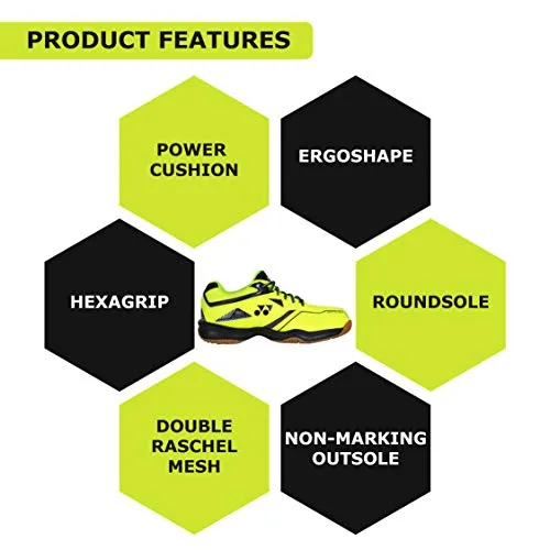 YONEX SHB 36EX Men's Microfiber Non Marking Power Cushion Badminton Shoes, (Bright Yellow, 9 UK)